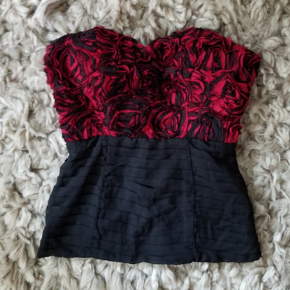 Bebe Strapless Corset Top Red